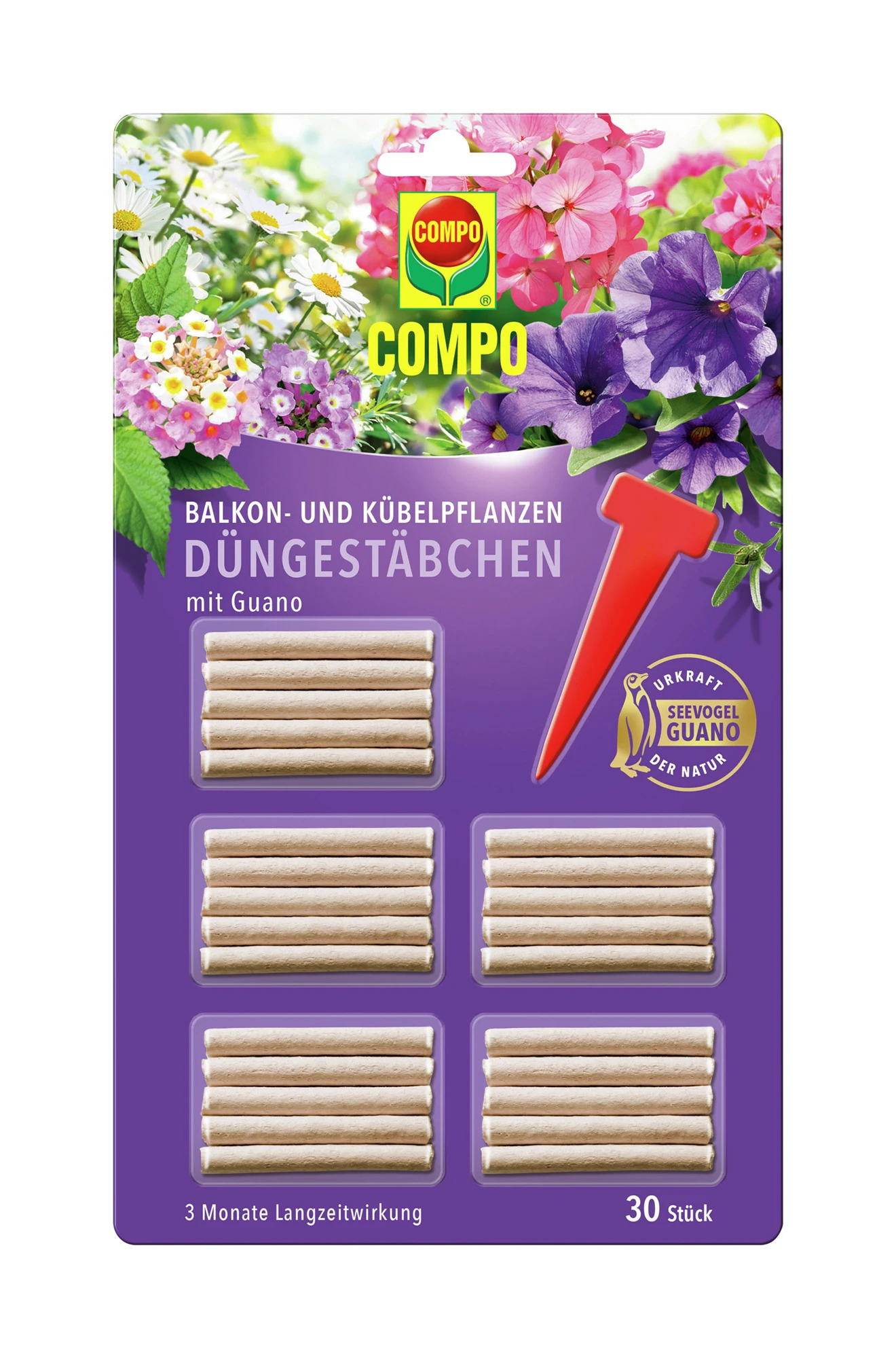 Balkon- Und Kübelpflanzen Düngestäbchen Mit Guano (30 Stück) | Dünger Von COMPO 3 Balkon- Und Kübelpflanzen Düngestäbchen Mit Guano (30 Stück) | Dünger Von COMPO