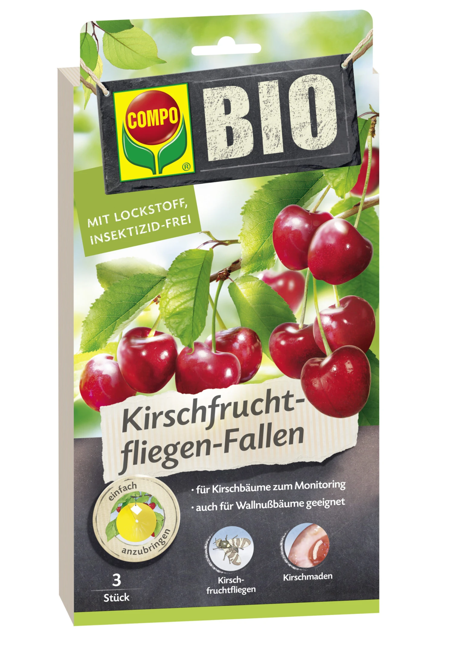 COMPO BIO Kirschfruchtfliegen-Fallen (3 Stück) 3 COMPO BIO Kirschfruchtfliegen-Fallen (3 Stück)